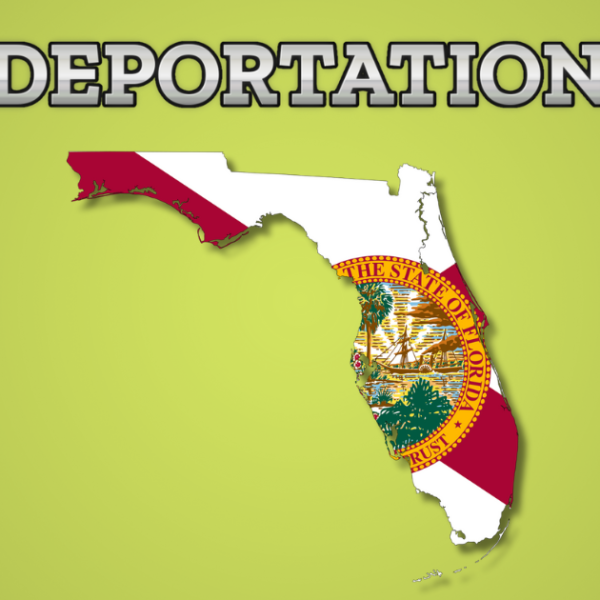 The state flag of Florida under the word Deportation