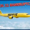 A yellow-colored passenger jet plane with the word Spirit on the side.