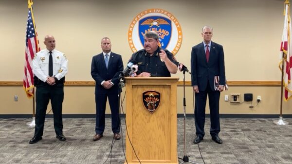 A picture of a press conference at Lakeland Police Department.